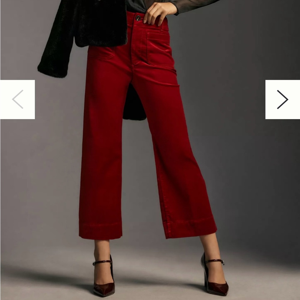 Anthropologie Maeve red velvet “The Colette” pant
